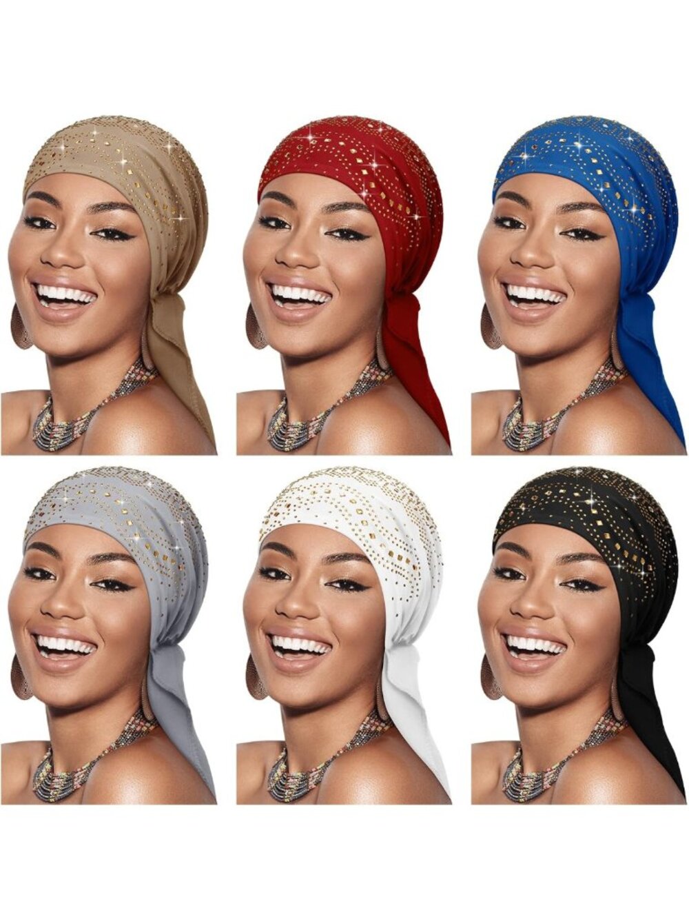 6 Pcs Women's Chemo Headwear Set | Pre-Tied Head Scarves & Stylish Headwraps